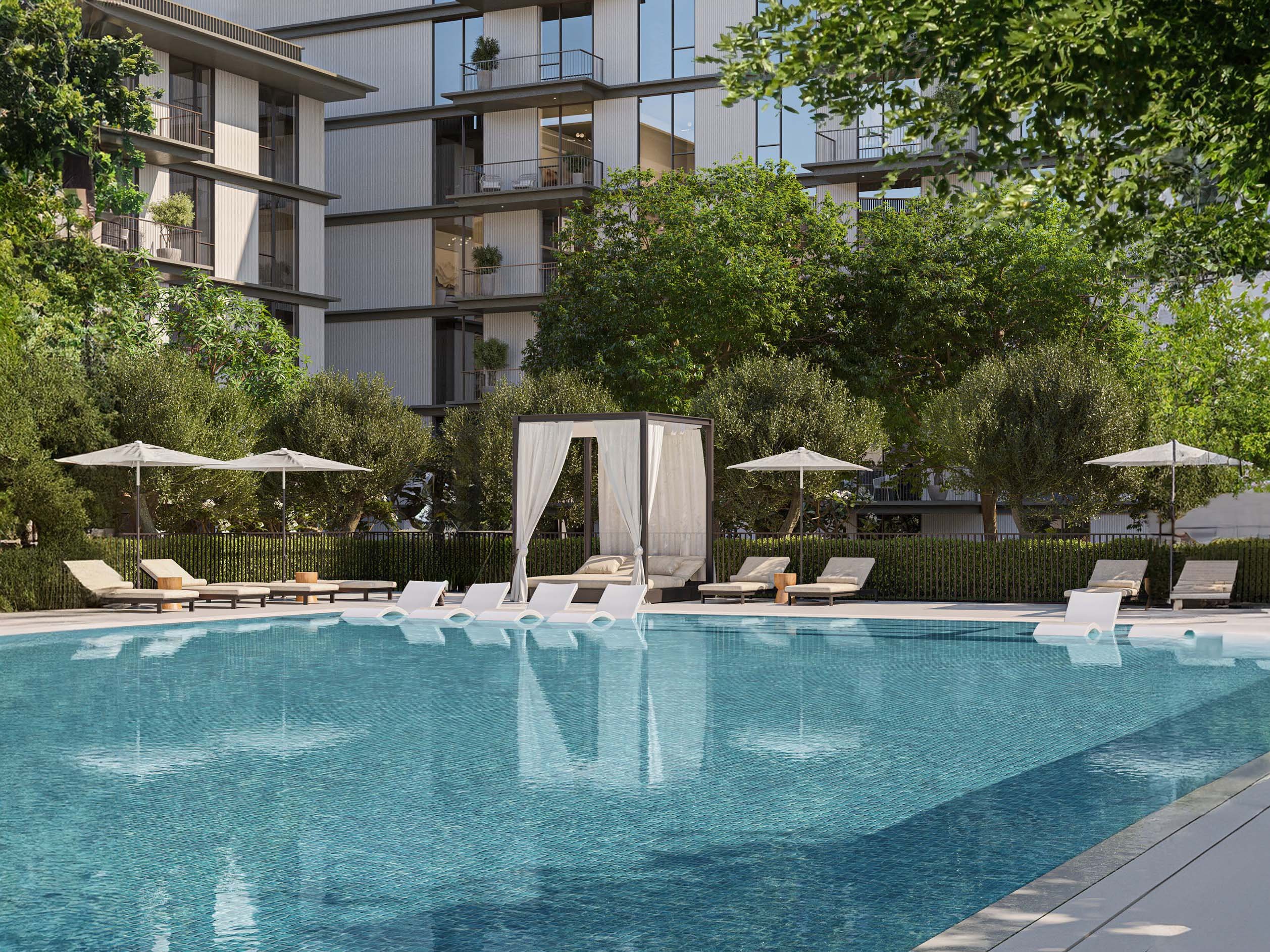 Ocean Cove unfolds at the heart of Rashid Yachts & Marina, a vibrant hub where the calm of waterfront living meets the electric buzz of Dubai. Here, spacious balconies frame stunning cityscapes while landscaped gardens create a tranquil atmosphere. Life at Ocean Cove revolves around beautifully designed homes. Open layouts and expansive windows bathe interiors in natural light, fostering a sense of spaciousness. Modern kitchens, featuring sleek countertops and top-of-the-line appliances, are well-equipped for any culinary endeavor. Masterfully crafted bathrooms offer a haven for relaxation with high-quality fixtures and elegant finishes. Bedrooms boast ample closet space for easy organization, ensuring a clutter-free environment. Ocean Cove seamlessly blends nature and city life. Lush terraces extend your living space outdoors, creating the perfect setting for relaxation or entertaining. Dubai's iconic landmarks are within easy reach, allowing you to embrace the city's rich history and vibrant energy while enjoying the tranquility of your waterfront haven. Residents can indulge in a curated selection of amenities designed for well-being and leisure. Unwind by the sleek pool, reminiscent of a secluded resort oasis. State-of-the-art fitness facilities provide the perfect environment for an active lifestyle. Lush gardens create a verdant escape, offering a welcome respite from the urban buzz.