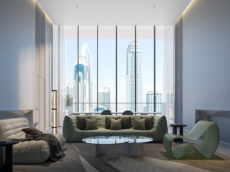 W Residences by Arada presents an unparalleled waterfront lifestyle at Dubai Harbour, offering a distinctive living experience that seamlessly combines elegance and modern sophistication. This exceptional development features meticulously designed 1 to 5-bedroom apartments, expansive duplexes and impressive penthouses, each crafted to meet the highest standards of quality and design. Every unit is thoughtfully appointed with sleek interiors and premium finishes, incorporating cutting-edge smart home technology that enhances both convenience and comfort. The high-rise towers are complemented by an impressive range of amenities, including a 200-meter infinity pool, a state-of-the-art wellness spa and dedicated yoga and Pilates studios, all designed to elevate your living experience. Nestled in the iconic Dubai Harbour, W Residences offers breathtaking views of the Arabian Gulf and the Dubai skyline, while providing convenient access to The Palm Jumeirah, Bluewaters Island and other key landmarks. This enviable location includes exclusive beach access and is just moments away from world-class dining, luxury retail outlets and leisure destinations, ensuring a lifestyle of unmatched convenience and refinement. Starting at AED 4.1M, W Residences offers 1 to 5-bedroom apartments and penthouses, with handover expected in Q4 2027 and a flexible 60/40 payment plan