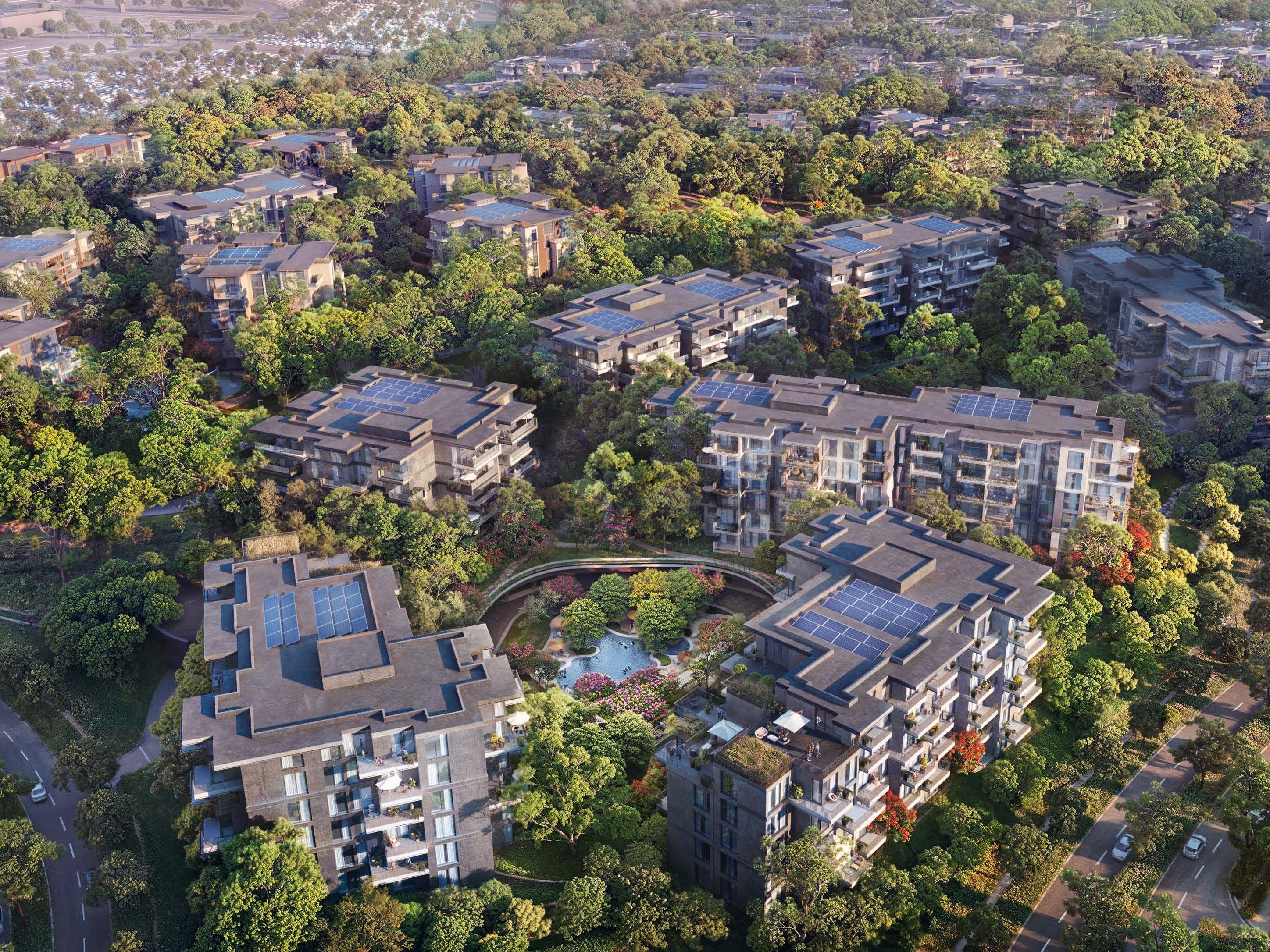 In Dubailand, Ghaf Woods by Majid Al Futtaim offers a blend of nature and urban life. This project includes 1 to 3-bedroom apartments with a focus on simple, clean design. The homes feature large windows that bring in natural light, and balconies that extend living spaces into the outdoors. Ghaf Woods at Dubailand integrates the calm of nature with the pulse of city life. Paths wind through green spaces, perfect for a walk or run. The nearby Global Village offers spots for dining and shopping, blending urban convenience with the peace of nature. Interiors at Ghaf Woods show a thoughtful use of space. The blend of sleek lines and natural materials creates a calm, balanced feel. Kitchens, bedrooms, and bathrooms come with quality fixtures, ensuring comfort and style. Residents enjoy a range of amenities. The fitness center and pool provide spaces to relax and stay active. There are areas for yoga and meditation, offering a retreat for the mind. Children have dedicated play areas, both indoors and outdoors.
