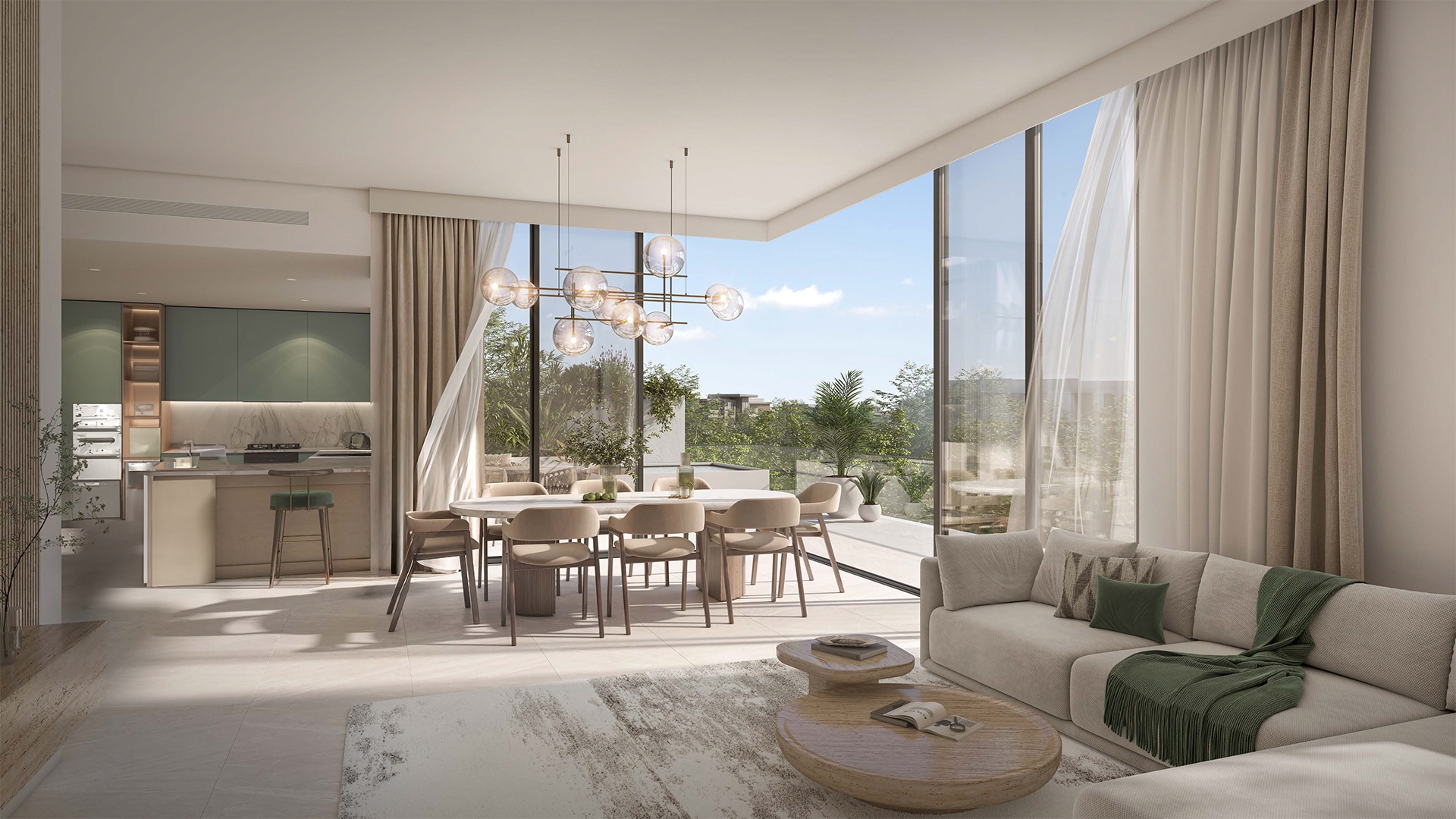 In Dubailand, Ghaf Woods by Majid Al Futtaim offers a blend of nature and urban life. This project includes 1 to 3-bedroom apartments with a focus on simple, clean design. The homes feature large windows that bring in natural light, and balconies that extend living spaces into the outdoors. Ghaf Woods at Dubailand integrates the calm of nature with the pulse of city life. Paths wind through green spaces, perfect for a walk or run. The nearby Global Village offers spots for dining and shopping, blending urban convenience with the peace of nature. Interiors at Ghaf Woods show a thoughtful use of space. The blend of sleek lines and natural materials creates a calm, balanced feel. Kitchens, bedrooms, and bathrooms come with quality fixtures, ensuring comfort and style. Residents enjoy a range of amenities. The fitness center and pool provide spaces to relax and stay active. There are areas for yoga and meditation, offering a retreat for the mind. Children have dedicated play areas, both indoors and outdoors.