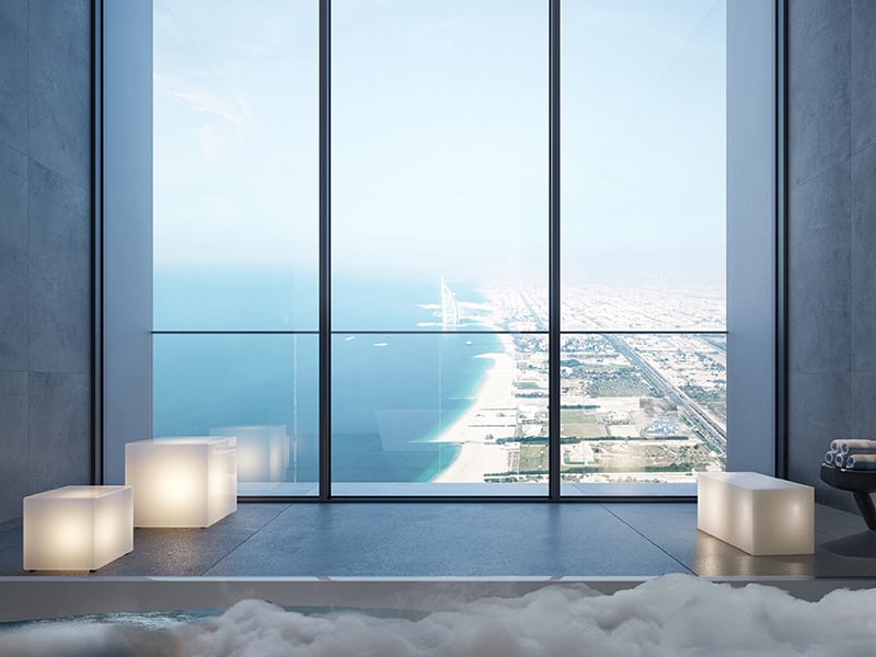 W Residences by Arada presents an unparalleled waterfront lifestyle at Dubai Harbour, offering a distinctive living experience that seamlessly combines elegance and modern sophistication. This exceptional development features meticulously designed 1 to 5-bedroom apartments, expansive duplexes and impressive penthouses, each crafted to meet the highest standards of quality and design. Every unit is thoughtfully appointed with sleek interiors and premium finishes, incorporating cutting-edge smart home technology that enhances both convenience and comfort. The high-rise towers are complemented by an impressive range of amenities, including a 200-meter infinity pool, a state-of-the-art wellness spa and dedicated yoga and Pilates studios, all designed to elevate your living experience. Nestled in the iconic Dubai Harbour, W Residences offers breathtaking views of the Arabian Gulf and the Dubai skyline, while providing convenient access to The Palm Jumeirah, Bluewaters Island and other key landmarks. This enviable location includes exclusive beach access and is just moments away from world-class dining, luxury retail outlets and leisure destinations, ensuring a lifestyle of unmatched convenience and refinement. Starting at AED 4.1M, W Residences offers 1 to 5-bedroom apartments and penthouses, with handover expected in Q4 2027 and a flexible 60/40 payment plan