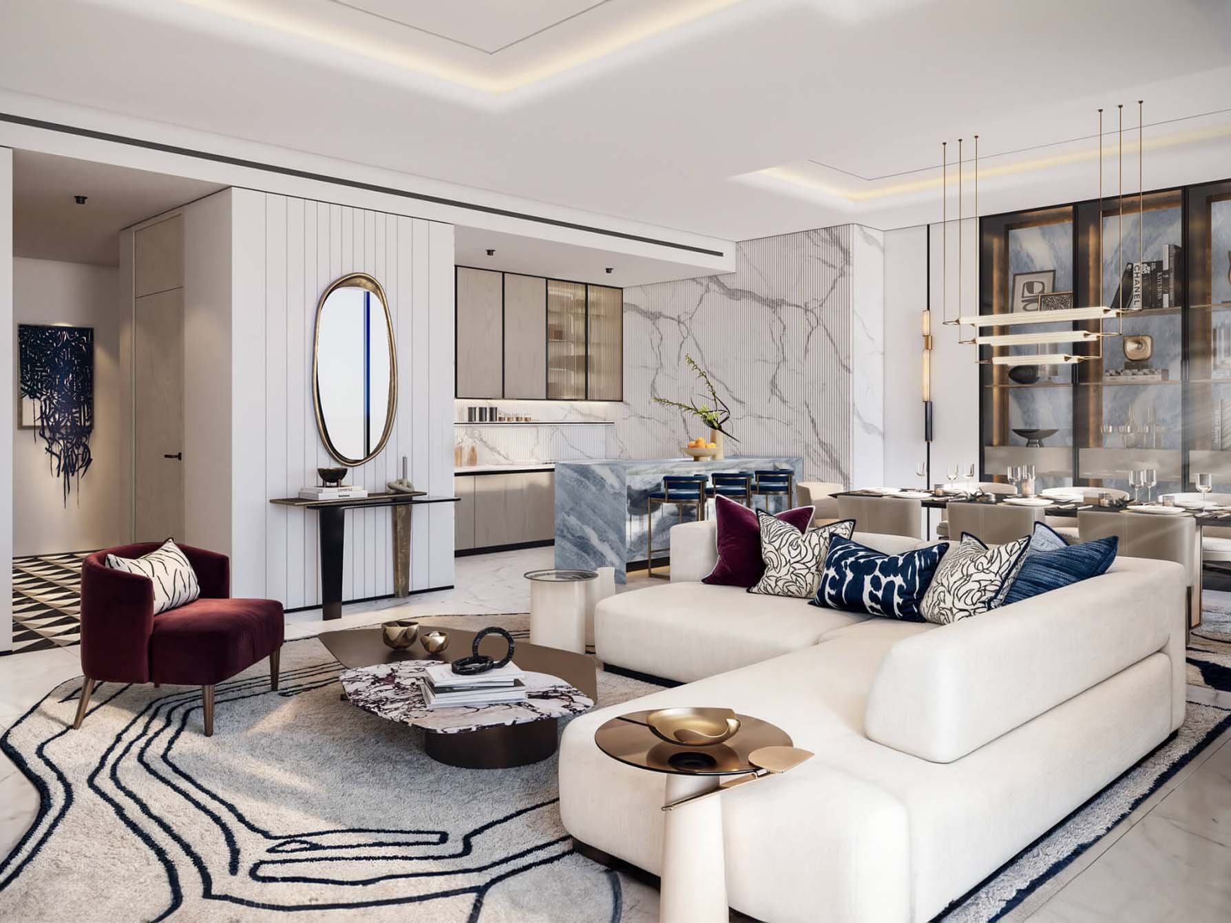 French flair infuses Downtown Dubai at Sofitel Residences Dubai by Azha Development. This address marries Parisian charm with the city's vibrant spirit, creating homes that speak of refinement and urban sophistication. Interiors flow with purpose, each space a canvas for life's moments. Art graces walls, sparking daily inspiration. The projection room transforms evenings into cinematic events, while Le Petit Residents Area nurtures young imaginations. In the fitness center, curated artwork complements state-of-the-art equipment, elevating wellness routines. The resident's lounge, adorned with diverse artistic influences, invites connection and relaxation. From one to three-bedroom residences to expansive penthouses, each home tells its unique story through modern French design and thoughtful layouts. Floor-to-ceiling windows frame Dubai's dynamic skyline, yet inside, tranquility reigns. This duality defines life at Sofitel Residences Dubai in Downtown Dubai. Steps away, the city's best dining and shopping experiences await. Global privileges extend beyond Dubai through the Accor Ownership Benefits Program. Residents enjoy VIP status across Accor's worldwide network, enhancing travel with upgrades and exclusive services.