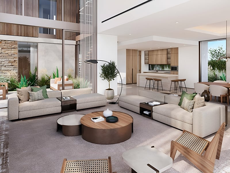 The Acres II by Meraas presents an exclusive collection of 5 to 7-bedroom villas, starting at AED 13.5M. A harmonious blend of elegance and sophistication, these homes offer expansive layouts designed for those who value both space and privacy. The villas are masterfully crafted, with large, open living areas that flow effortlessly into one another, creating a sense of freedom and fluidity. The gourmet kitchens, equipped with the finest finishes, offer a seamless transition into living and dining spaces, making them perfect for both intimate gatherings and larger social occasions. Luxurious bedrooms are generously proportioned, each featuring bespoke wardrobes, while the bathrooms are elegantly designed with top-tier fixtures and finishes. Surrounded by pristine landscaping, the community offers a range of exceptional amenities, including a lagoon clubhouse, a tranquil community park and a wellness-focused juice bar. A primary school adds convenience, ensuring that families can live in a setting that offers both peace and accessibility. Starting at AED 13.5M, The Acres II by Meraas offers 5 to 7-bedroom standalone villas. The handover is expected in Q4 2027 with a 65/35 payment plan.