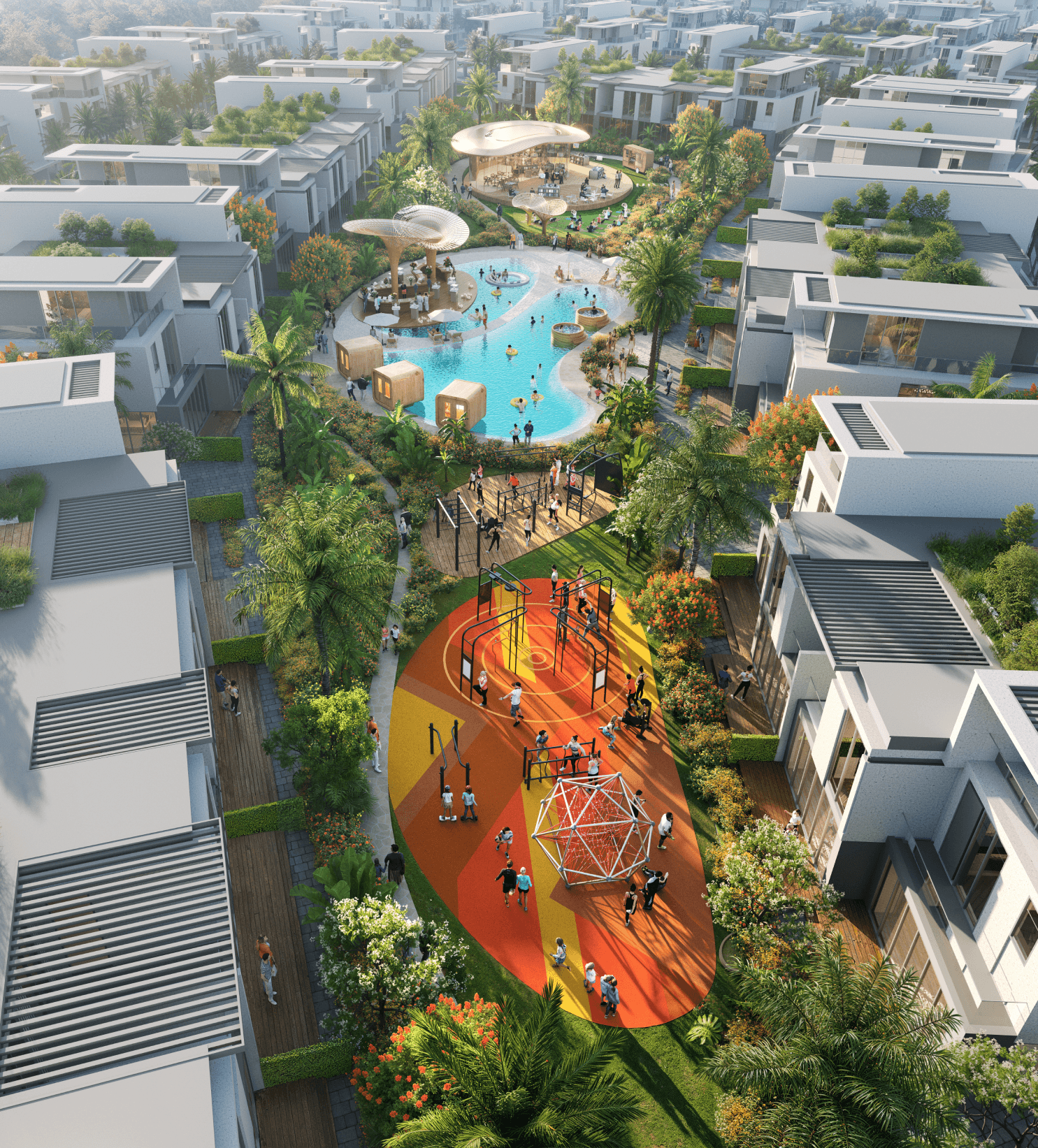 Sun City by Damac Properties opens a new chapter in Dubailand, showcasing a collection of four- and five-bedroom townhouses designed for modern comfort. Each townhouse offers spacious interiors that emphasize both practicality and relaxation. Expansive glass façades create a seamless transition between indoor and outdoor areas, bathing the interiors in natural light and providing stunning views of the surrounding greenery. Set amidst beautifully landscaped grounds, these townhouses are crafted with natural materials that foster a strong connection to the environment. Private gardens and inviting outdoor terraces extend the living space, perfect for family gatherings and quiet evenings. The community’s location provides effortless access to major highways, linking residents to key attractions, shopping areas and leisure venues. This strategic placement enhances daily living while maintaining a peaceful atmosphere. Alongside their refined design, the townhouses at Sun City promote wellness and an active lifestyle. Residents can engage in various outdoor activities, supported by amenities that encourage relaxation and physical engagement. The integration of nature-inspired elements throughout the community enriches the living experience, allowing residents to enjoy a balanced and harmonious lifestyle. Starting at AED 2.5M, Sun City offers four- and five-bedroom townhouses. The handover is expected in Q1 2028 with a 20/80 payment plan.