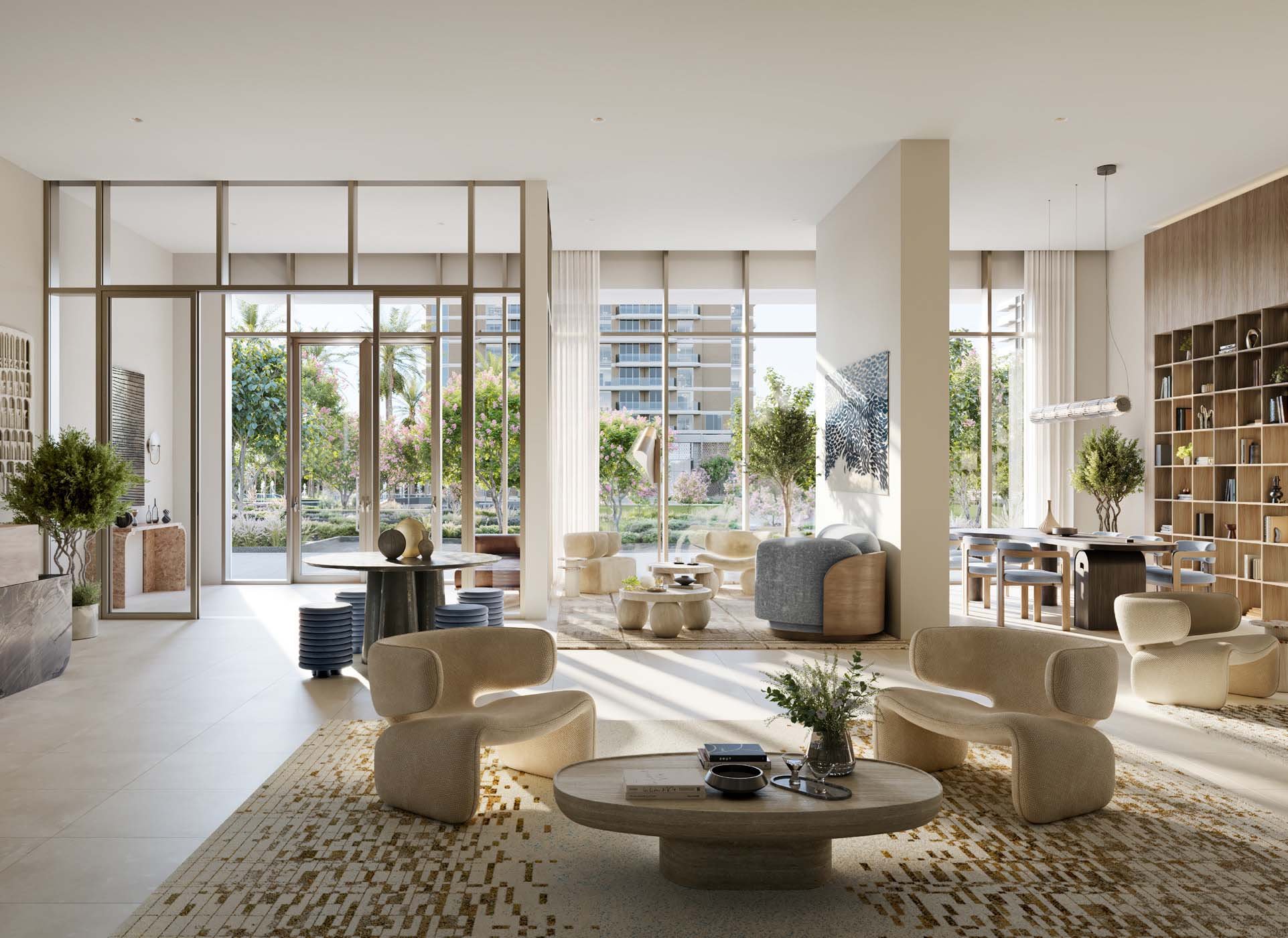 Altus by Emaar sits in Dubai Creek Harbour, a space where urban life meets serene views. The building's sleek architecture frames expansive windows, bringing natural light into every corner. Private balconies open to the outdoors, extending the living spaces and framing the surroundings. The 1 to 3-bedroom apartments at Altus are designed to blend comfort with style. Inside, the layout emphasizes simplicity and functionality. Natural materials complement the clean lines and open spaces, creating a calm and inviting atmosphere. Amenities at Altus cater to a range of needs. A yoga room, a multipurpose room and spaces for meditation provide options for both relaxation and activity. The fitness center and pool area offer opportunities for exercise and leisure, enhanced by scenic views. It is situated at the edge of Creek Beach, featuring a waterfront promenade, playgrounds, a cycling track and sports courts. The location offers easy access to both the city and nature. Residents can reach the metro station in minutes, linking them to various parts of Dubai. The creek promenade, with its range of dining and shopping options, is a short walk away. Nearby, a park provides a green escape, perfect for relaxation.