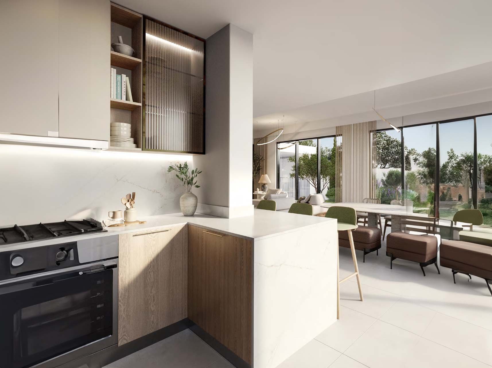 Golf Lane by Emaar stands at the edge of Emaar South, where a refined design meets the green expanse of a golf course. The townhouses and villas extend over lush fairways, integrating the landscape with ease. Each home offers a space where natural light filters through large windows and private terraces overlook the rolling greens. Each residence features broad windows that invite natural light and frame views of the verdant landscape. Private terraces and gardens extend the living space outdoors, creating a harmonious link with nature. The design of Golf Lane emphasizes simplicity and functionality with layouts that prioritize ease of living. Paths and green spaces are thoughtfully integrated, encouraging a relaxed lifestyle while maintaining proximity to urban amenities. The community's layout fosters a sense of calm with quiet streets and green corridors that offer a serene environment. The location of Golf Lane provides convenient access to key areas of Dubai. Major routes are easily reachable, ensuring that residents are well-connected while enjoying the peaceful setting. The balance between city accessibility and suburban tranquility is a key feature of the development.