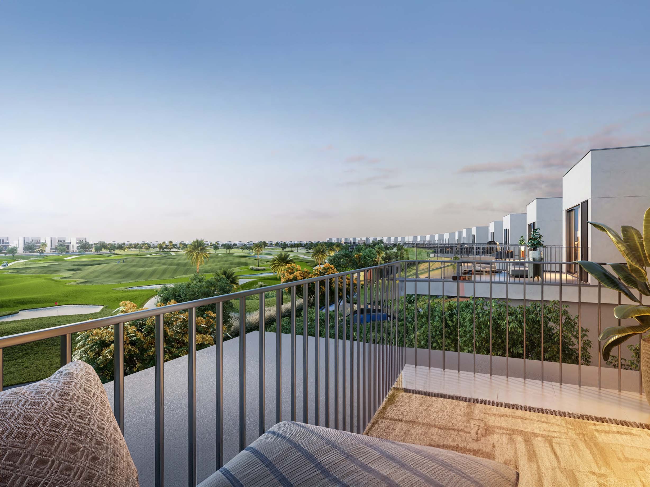 Golf Lane by Emaar stands at the edge of Emaar South, where a refined design meets the green expanse of a golf course. The townhouses and villas extend over lush fairways, integrating the landscape with ease. Each home offers a space where natural light filters through large windows and private terraces overlook the rolling greens. Each residence features broad windows that invite natural light and frame views of the verdant landscape. Private terraces and gardens extend the living space outdoors, creating a harmonious link with nature. The design of Golf Lane emphasizes simplicity and functionality with layouts that prioritize ease of living. Paths and green spaces are thoughtfully integrated, encouraging a relaxed lifestyle while maintaining proximity to urban amenities. The community's layout fosters a sense of calm with quiet streets and green corridors that offer a serene environment. The location of Golf Lane provides convenient access to key areas of Dubai. Major routes are easily reachable, ensuring that residents are well-connected while enjoying the peaceful setting. The balance between city accessibility and suburban tranquility is a key feature of the development.