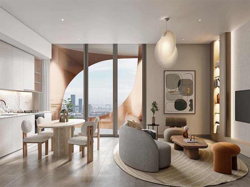 One Residence by Ginco Properties reimagines residential living in Downtown Dubai. With studio and 1 to 2 bedroom apartments, the project is designed to merge modern comforts with the energy of the city. One Residence places residents in the center of Downtown's lively scene while providing a tranquil home base that reflects contemporary urban elegance. At One Residence, the architectural design is characterized by a seamless integration into the vibrant cityscape. The building's façade features a contemporary design with a sophisticated blend of textures that complement its surroundings. The residential units at One Residence are meticulously planned to offer a refined living experience. Spacious layouts, thoughtfully chosen finishes and well-designed floor plans contribute to a sense of calm and comfort. Residents can enjoy expansive windows that frame views of the cityscape, providing a connection to the dynamic environment outside while ensuring a serene retreat within. One Residence also features a selection of amenities including a state-of-the-art fitness center, a dedicated yoga studio and a large infinity pool, catering to a range of wellness and recreational needs.