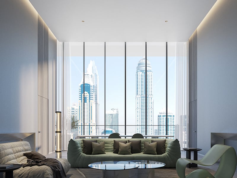 W Residences by Arada presents an unparalleled waterfront lifestyle at Dubai Harbour, offering a distinctive living experience that seamlessly combines elegance and modern sophistication. This exceptional development features meticulously designed 1 to 5-bedroom apartments, expansive duplexes and impressive penthouses, each crafted to meet the highest standards of quality and design. Every unit is thoughtfully appointed with sleek interiors and premium finishes, incorporating cutting-edge smart home technology that enhances both convenience and comfort. The high-rise towers are complemented by an impressive range of amenities, including a 200-meter infinity pool, a state-of-the-art wellness spa and dedicated yoga and Pilates studios, all designed to elevate your living experience. Nestled in the iconic Dubai Harbour, W Residences offers breathtaking views of the Arabian Gulf and the Dubai skyline, while providing convenient access to The Palm Jumeirah, Bluewaters Island and other key landmarks. This enviable location includes exclusive beach access and is just moments away from world-class dining, luxury retail outlets and leisure destinations, ensuring a lifestyle of unmatched convenience and refinement. Starting at AED 4.1M, W Residences offers 1 to 5-bedroom apartments and penthouses, with handover expected in Q4 2027 and a flexible 60/40 payment plan
