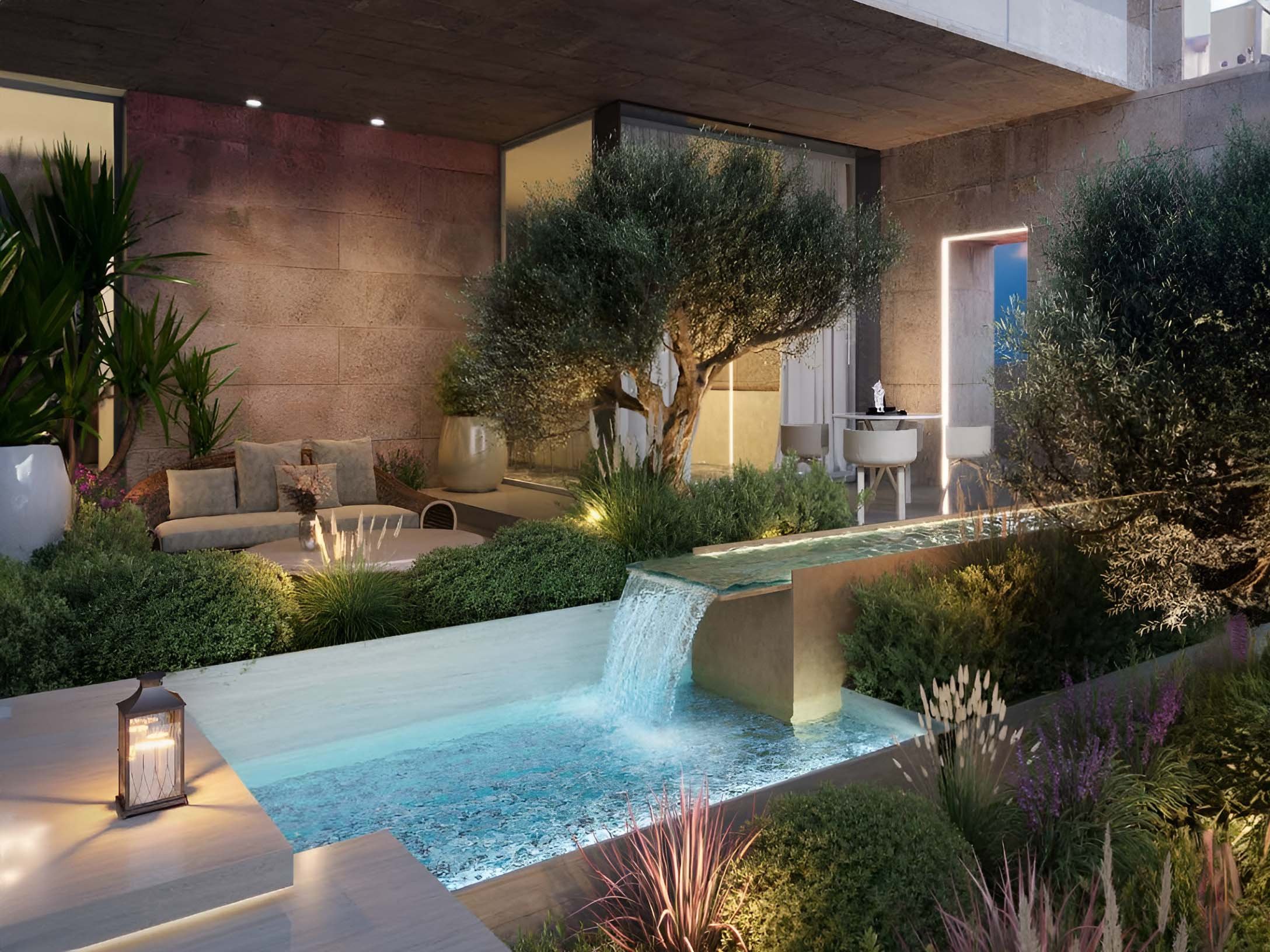 Serenity Mansions by Majid Al Futtaim rises in Tilal Al Ghaf, showcasing a series of 6-7 bedroom villas meticulously crafted to harmonize with their natural surroundings. Each villa features large glass facades and modern lines, allowing natural light to fill the interiors and connect the living spaces to the outdoors. The exterior design includes expansive terraces and private gardens, enhancing the outdoor living experience. Roof terraces provide panoramic views of the landscape, adding a serene space to relax. Facades combine natural materials with contemporary finishes for a striking yet understated look. Inside, Serenity Mansions emphasizes spaciousness and flexibility. Open-plan layouts create a free flow between rooms with high ceilings and large windows contributing to an airy atmosphere. Kitchens are equipped with modern appliances and ample storage while bathrooms offer a sanctuary-like retreat with elegant fixtures. Bedrooms, including master suites, provide privacy and comfort. The landscaping complements the villas with manicured gardens and private pools enhancing the outdoor spaces. Each villa's interior and exterior are designed to reflect a harmonious balance of modern living and natural beauty.