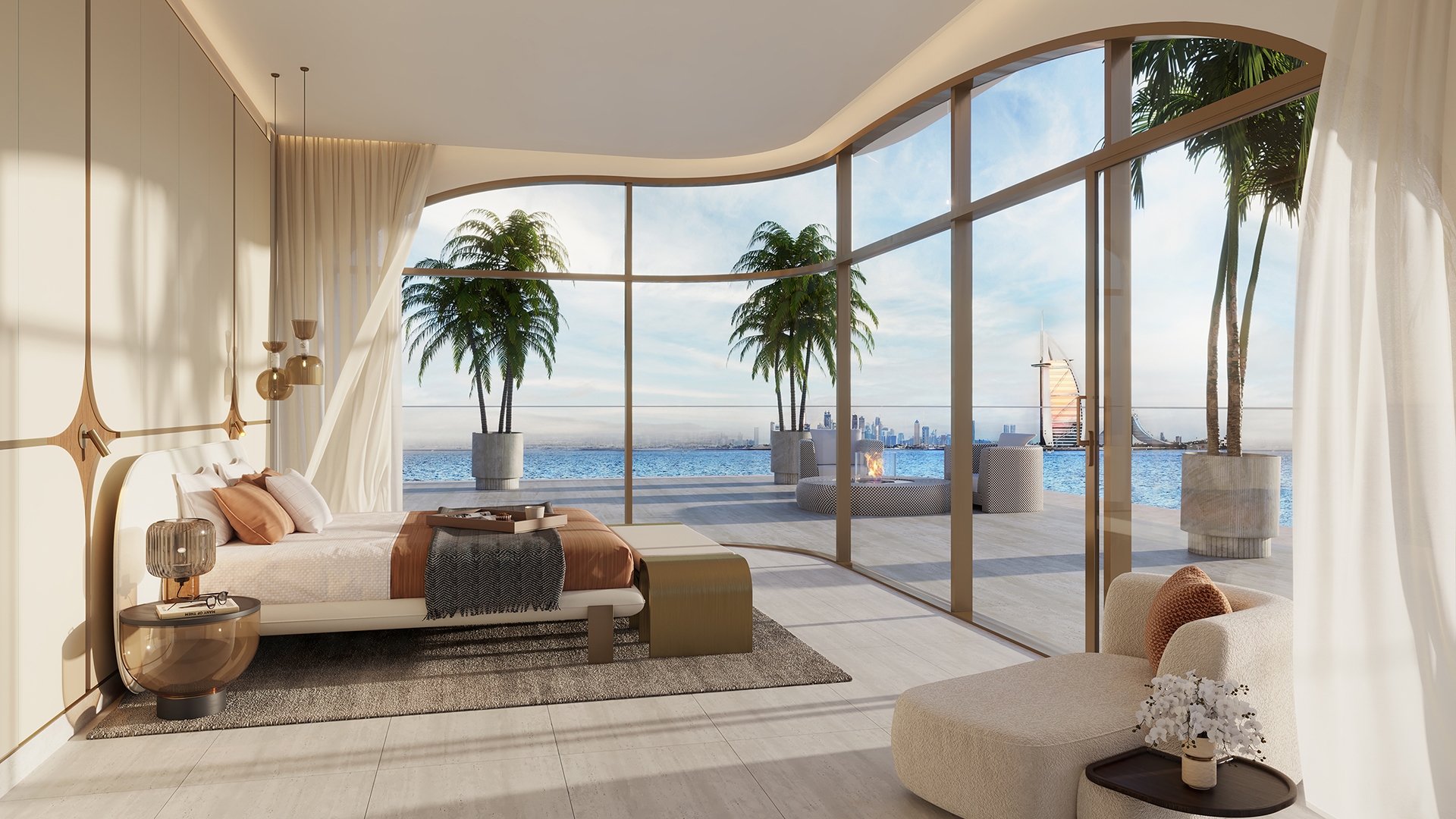 At the heart of Ocean House by Ellington Properties lies a commitment to exquisite oceanside living. Within this haven, a diverse range of 2 to 6-bedroom apartments, duplexes and penthouses awaits. As you step into the lobby, you'll be greeted by a minimalist hotel-like ambiance, defined by a double-height ceiling and elegant neutral decor. Lush greenery enhances the welcoming atmosphere, creating a serene sanctuary for residents and guests alike. Inside, these thoughtfully crafted abodes open to a world of contemporary elegance. With spacious designs and sophisticated neutral palettes, the interiors of Ocean House exude tranquility and sophistication. Floor-to-ceiling windows flood the space with natural light, offering residents breathtaking views of the surroundings. As you explore further, you'll find yourself drawn to the lush private pools and gardens, offering a tranquil retreat amidst the bustling city. Designed with utmost privacy and serenity in mind, these outdoor spaces provide residents with a sanctuary to relax and unwind. Venturing beyond the confines of your home, you'll encounter a wealth of private club-inspired amenities, including a 50-meter Olympic swimming pool, a wellness studio, clubhouse and cinema room.  Starting at AED 9.5M, Ocean House by Ellington Properties offers 2 to 6-bedroom apartments, duplexes and penthouses. The handover is expected in Q2 2026 with a 70/30 payment plan.