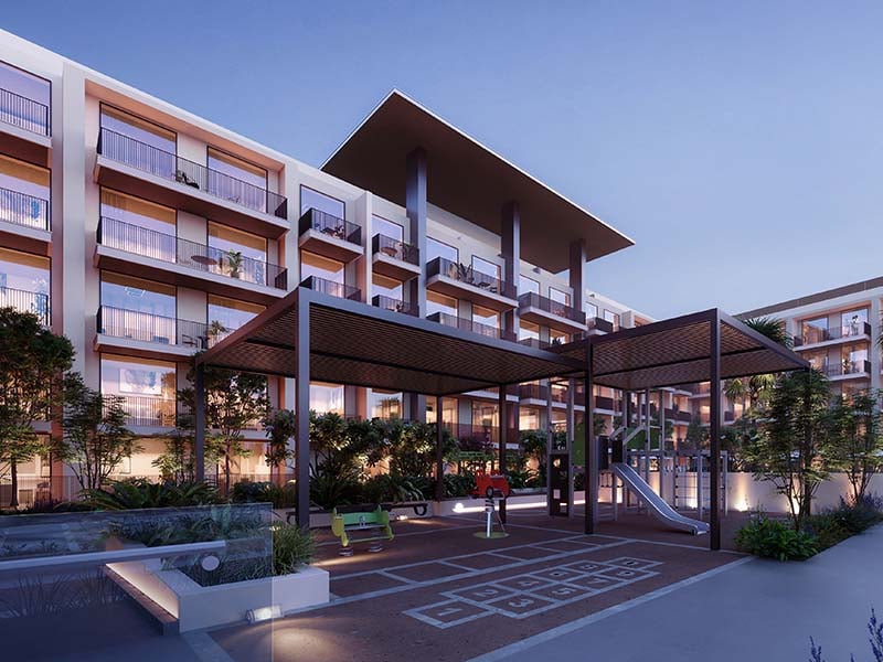 Aurora by Binghatti at Jumeirah Village Circle unfolds a new chapter in urban living. This project introduces a blend of simplicity and precision, seamlessly integrating with its surroundings. The design resonates with the rhythm of city life while creating a tranquil space for its residents. Aurora brings together form and function. The clean lines of its architecture are a testament to thoughtful design, aiming for a seamless blend with the cityscape. The facade engages with the skyline while providing a calm backdrop for residents. Inside, Aurora offers a range of living spaces from studios to 1-2 bedroom apartments. Each unit is crafted to enhance everyday life, maximizing natural light and providing a sense of openness. The interiors are designed with practicality in mind, balancing comfort with simplicity. The amenities at Aurora are tailored to support a balanced lifestyle. From the pools for all ages to the yoga area and fitness facilities, each element is positioned to foster well-being. Green spaces and relaxation areas invite residents to enjoy moments of peace amidst the city's rhythm.