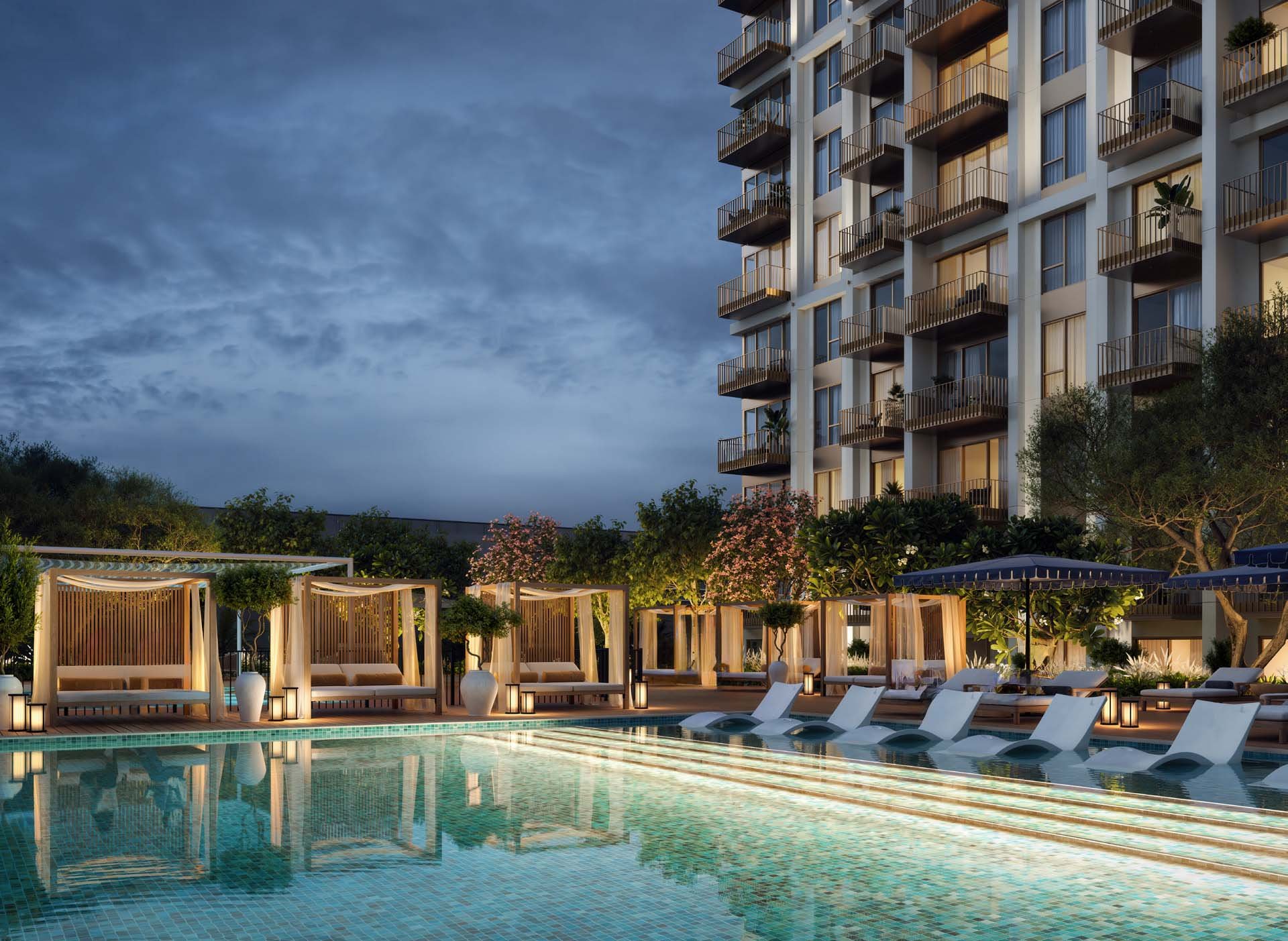 Altus by Emaar sits in Dubai Creek Harbour, a space where urban life meets serene views. The building's sleek architecture frames expansive windows, bringing natural light into every corner. Private balconies open to the outdoors, extending the living spaces and framing the surroundings. The 1 to 3-bedroom apartments at Altus are designed to blend comfort with style. Inside, the layout emphasizes simplicity and functionality. Natural materials complement the clean lines and open spaces, creating a calm and inviting atmosphere. Amenities at Altus cater to a range of needs. A yoga room, a multipurpose room and spaces for meditation provide options for both relaxation and activity. The fitness center and pool area offer opportunities for exercise and leisure, enhanced by scenic views. It is situated at the edge of Creek Beach, featuring a waterfront promenade, playgrounds, a cycling track and sports courts. The location offers easy access to both the city and nature. Residents can reach the metro station in minutes, linking them to various parts of Dubai. The creek promenade, with its range of dining and shopping options, is a short walk away. Nearby, a park provides a green escape, perfect for relaxation.