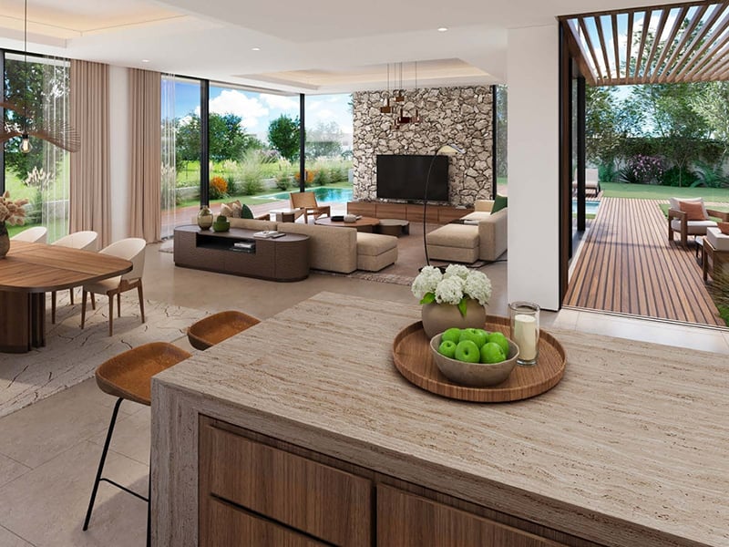 The Acres II by Meraas presents an exclusive collection of 5 to 7-bedroom villas, starting at AED 13.5M. A harmonious blend of elegance and sophistication, these homes offer expansive layouts designed for those who value both space and privacy. The villas are masterfully crafted, with large, open living areas that flow effortlessly into one another, creating a sense of freedom and fluidity. The gourmet kitchens, equipped with the finest finishes, offer a seamless transition into living and dining spaces, making them perfect for both intimate gatherings and larger social occasions. Luxurious bedrooms are generously proportioned, each featuring bespoke wardrobes, while the bathrooms are elegantly designed with top-tier fixtures and finishes. Surrounded by pristine landscaping, the community offers a range of exceptional amenities, including a lagoon clubhouse, a tranquil community park and a wellness-focused juice bar. A primary school adds convenience, ensuring that families can live in a setting that offers both peace and accessibility. Starting at AED 13.5M, The Acres II by Meraas offers 5 to 7-bedroom standalone villas. The handover is expected in Q4 2027 with a 65/35 payment plan.