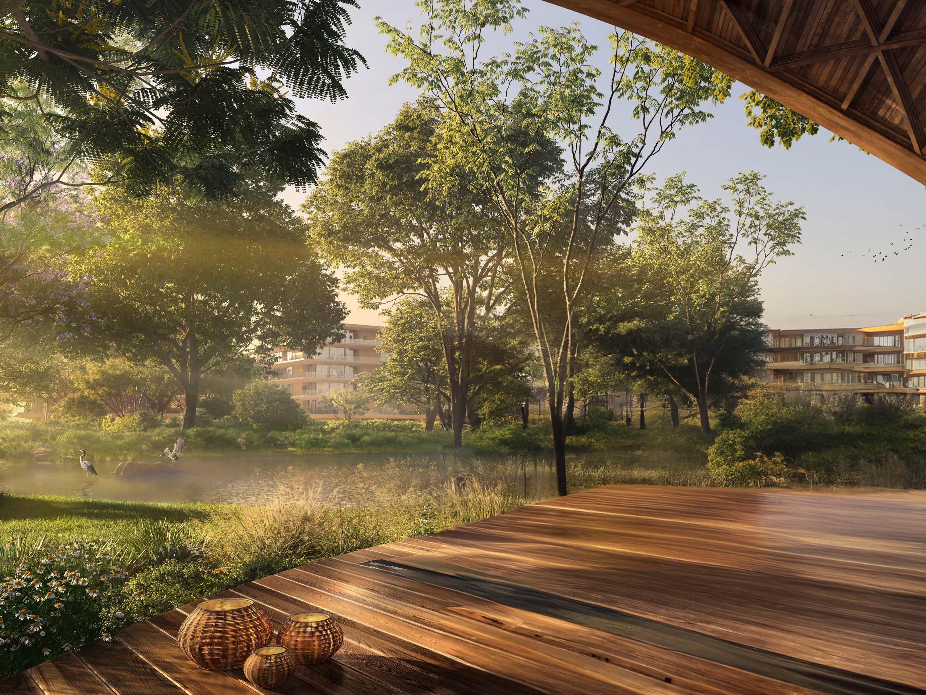 In Dubailand, Ghaf Woods by Majid Al Futtaim offers a blend of nature and urban life. This project includes 1 to 3-bedroom apartments with a focus on simple, clean design. The homes feature large windows that bring in natural light, and balconies that extend living spaces into the outdoors. Ghaf Woods at Dubailand integrates the calm of nature with the pulse of city life. Paths wind through green spaces, perfect for a walk or run. The nearby Global Village offers spots for dining and shopping, blending urban convenience with the peace of nature. Interiors at Ghaf Woods show a thoughtful use of space. The blend of sleek lines and natural materials creates a calm, balanced feel. Kitchens, bedrooms, and bathrooms come with quality fixtures, ensuring comfort and style. Residents enjoy a range of amenities. The fitness center and pool provide spaces to relax and stay active. There are areas for yoga and meditation, offering a retreat for the mind. Children have dedicated play areas, both indoors and outdoors.
