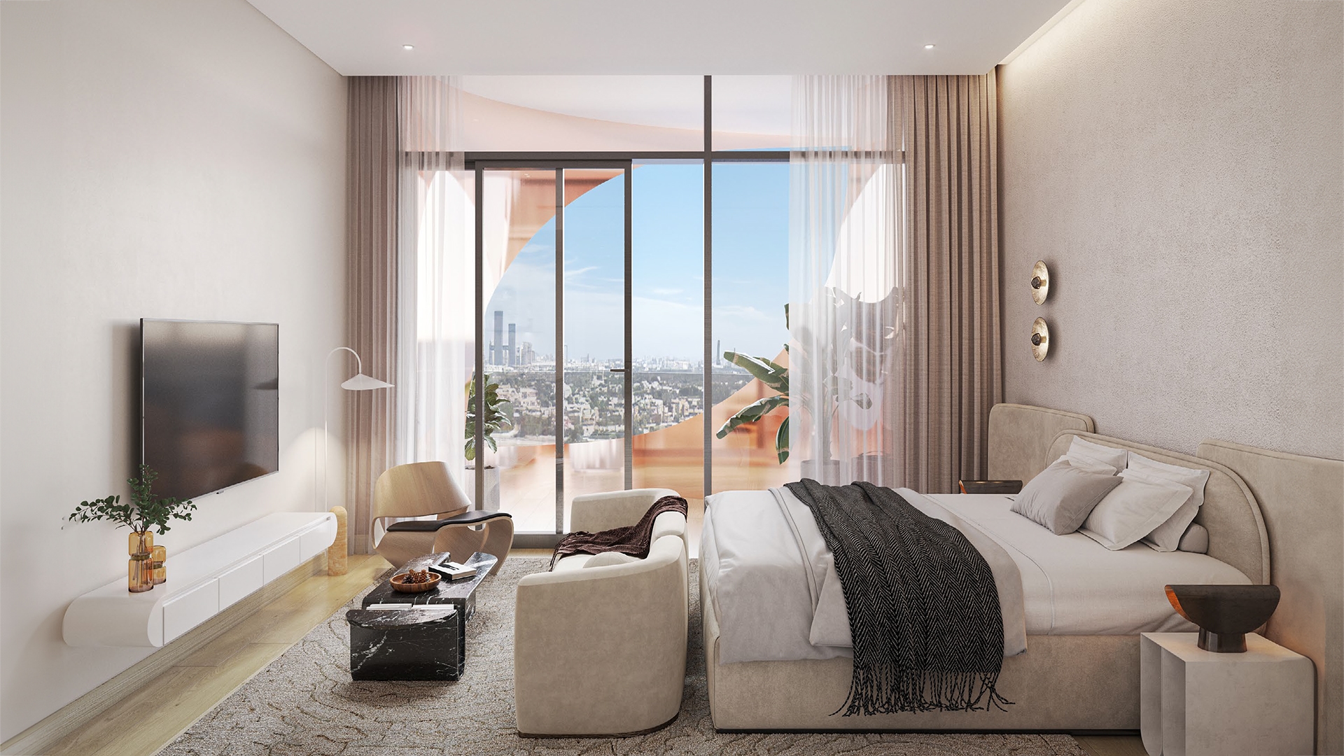 One Residence by Ginco Properties reimagines residential living in Downtown Dubai. With studio and 1 to 2 bedroom apartments, the project is designed to merge modern comforts with the energy of the city. One Residence places residents in the center of Downtown's lively scene while providing a tranquil home base that reflects contemporary urban elegance. At One Residence, the architectural design is characterized by a seamless integration into the vibrant cityscape. The building's façade features a contemporary design with a sophisticated blend of textures that complement its surroundings. The residential units at One Residence are meticulously planned to offer a refined living experience. Spacious layouts, thoughtfully chosen finishes and well-designed floor plans contribute to a sense of calm and comfort. Residents can enjoy expansive windows that frame views of the cityscape, providing a connection to the dynamic environment outside while ensuring a serene retreat within. One Residence also features a selection of amenities including a state-of-the-art fitness center, a dedicated yoga studio and a large infinity pool, catering to a range of wellness and recreational needs.