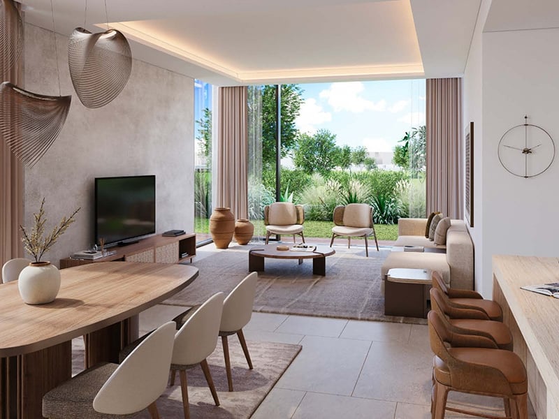 The Acres II by Meraas presents an exclusive collection of 5 to 7-bedroom villas, starting at AED 13.5M. A harmonious blend of elegance and sophistication, these homes offer expansive layouts designed for those who value both space and privacy. The villas are masterfully crafted, with large, open living areas that flow effortlessly into one another, creating a sense of freedom and fluidity. The gourmet kitchens, equipped with the finest finishes, offer a seamless transition into living and dining spaces, making them perfect for both intimate gatherings and larger social occasions. Luxurious bedrooms are generously proportioned, each featuring bespoke wardrobes, while the bathrooms are elegantly designed with top-tier fixtures and finishes. Surrounded by pristine landscaping, the community offers a range of exceptional amenities, including a lagoon clubhouse, a tranquil community park and a wellness-focused juice bar. A primary school adds convenience, ensuring that families can live in a setting that offers both peace and accessibility. Starting at AED 13.5M, The Acres II by Meraas offers 5 to 7-bedroom standalone villas. The handover is expected in Q4 2027 with a 65/35 payment plan.