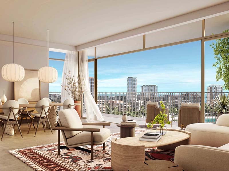Bay Grove Residences by Nakheel offers a luxurious waterfront lifestyle in the heart of Dubai Islands. This stunning development features premium 1, 2 and 3-bedroom apartments, as well as exquisite 4-bedroom penthouses. Each residence is thoughtfully designed with spacious layouts, incorporating natural light and elegant finishes, creating a serene atmosphere. The interiors boast soft tones, warm wood accents and high-quality materials, ensuring a perfect blend of comfort and sophistication. Residents at Bay Grove Residences can indulge in a wide array of world-class amenities. The property includes an impressive infinity pool overlooking the ocean, beautifully landscaped podium gardens, a state-of-the-art fitness center and a dedicated kids’ play area. Additionally, the exclusive clubhouse and residents' lounge provide an elegant space for social gatherings and events, fostering a sense of community among residents. Located on Dubai Islands, Bay Grove Residences offers easy access to 20 kilometers of pristine beaches and a vibrant lifestyle surrounded by nature. The new Infinity Bridge connects these islands to the city, enhancing accessibility and convenience. Residents will appreciate the balance between urban living and tranquil coastal charm. Starting at AED 1.85M, Bay Grove Residences at Dubai Islands offers 1 to 3-bedroom apartments with handover expected in Q3 2028 and a 80/20 payment plan.