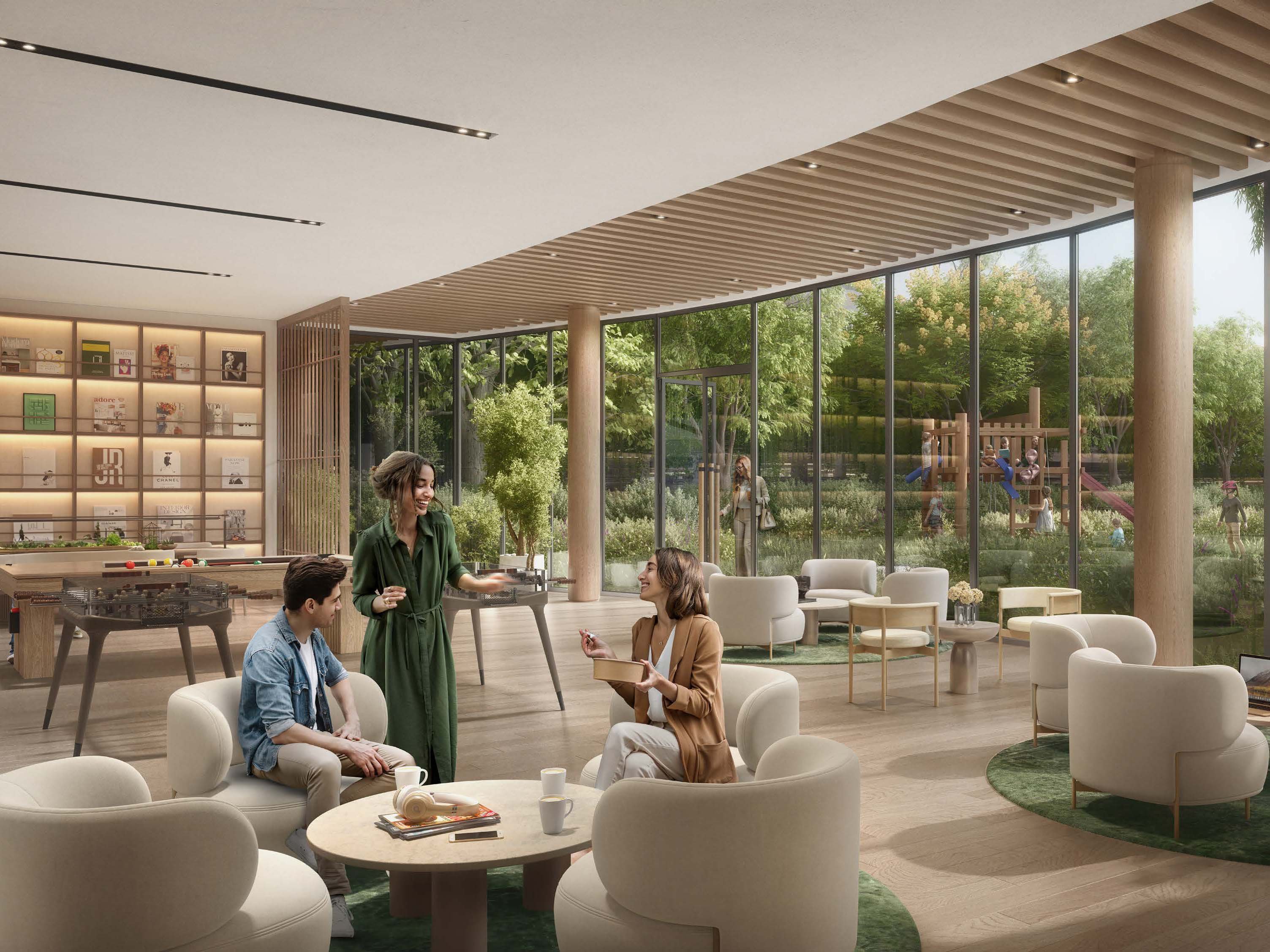 In Dubailand, Ghaf Woods by Majid Al Futtaim offers a blend of nature and urban life. This project includes 1 to 3-bedroom apartments with a focus on simple, clean design. The homes feature large windows that bring in natural light, and balconies that extend living spaces into the outdoors. Ghaf Woods at Dubailand integrates the calm of nature with the pulse of city life. Paths wind through green spaces, perfect for a walk or run. The nearby Global Village offers spots for dining and shopping, blending urban convenience with the peace of nature. Interiors at Ghaf Woods show a thoughtful use of space. The blend of sleek lines and natural materials creates a calm, balanced feel. Kitchens, bedrooms, and bathrooms come with quality fixtures, ensuring comfort and style. Residents enjoy a range of amenities. The fitness center and pool provide spaces to relax and stay active. There are areas for yoga and meditation, offering a retreat for the mind. Children have dedicated play areas, both indoors and outdoors.