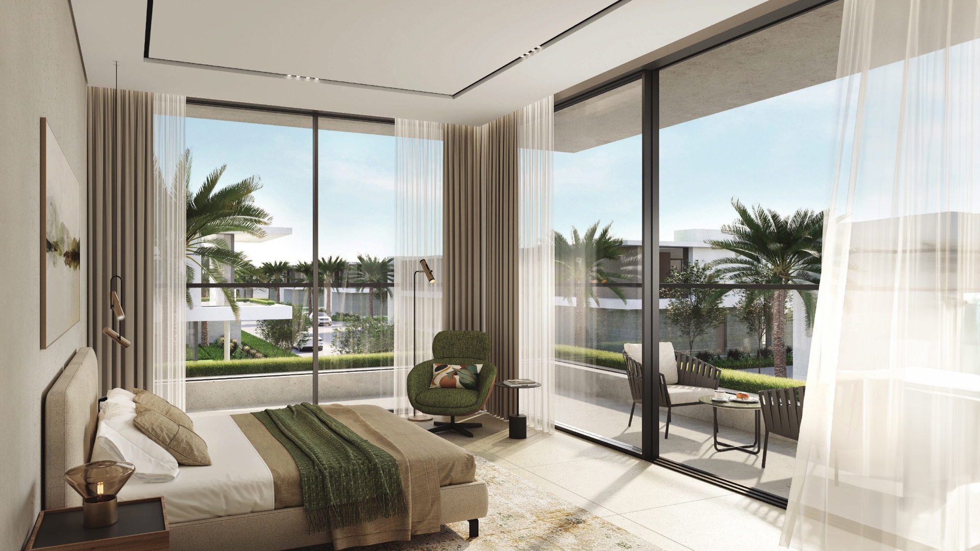 Maha Villas by Expo Dubai offers a distinctive living experience within Expo City. This new collection of 5-bedroom villas presents a serene retreat from the city's pace, nestled amidst lush green spaces and designed with a modern touch. The exterior of Maha Villas is marked by clean lines and expansive facades that merge seamlessly with the surrounding environment. The villas feature large glass windows and private terraces, allowing natural light to flood the interiors and offering panoramic views of the tranquil community. The architectural design emphasizes open spaces and a harmonious connection between indoor and outdoor living. Inside, the villas are crafted to accommodate a range of lifestyles with flexible layouts and premium finishes. The ground floor includes versatile spaces that can serve as home offices or fitness areas. The living areas flow into private gardens, creating a seamless transition between indoor comfort and outdoor leisure. Each villa is outfitted with modern kitchens, spacious living rooms and multiple en-suite bedrooms. Amenities include landscaped courtyards, semi-private gardens and easy access to urban farming. A blend of form and function defines the Maha Villas where the design emphasizes both beauty and practicality.