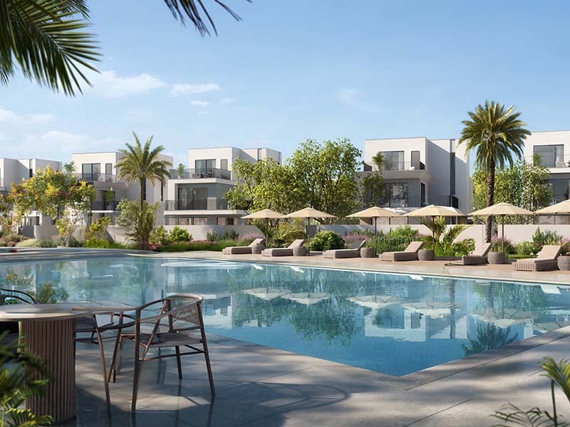 Golf Lane by Emaar stands at the edge of Emaar South, where a refined design meets the green expanse of a golf course. The townhouses and villas extend over lush fairways, integrating the landscape with ease. Each home offers a space where natural light filters through large windows and private terraces overlook the rolling greens. Each residence features broad windows that invite natural light and frame views of the verdant landscape. Private terraces and gardens extend the living space outdoors, creating a harmonious link with nature. The design of Golf Lane emphasizes simplicity and functionality with layouts that prioritize ease of living. Paths and green spaces are thoughtfully integrated, encouraging a relaxed lifestyle while maintaining proximity to urban amenities. The community's layout fosters a sense of calm with quiet streets and green corridors that offer a serene environment. The location of Golf Lane provides convenient access to key areas of Dubai. Major routes are easily reachable, ensuring that residents are well-connected while enjoying the peaceful setting. The balance between city accessibility and suburban tranquility is a key feature of the development.