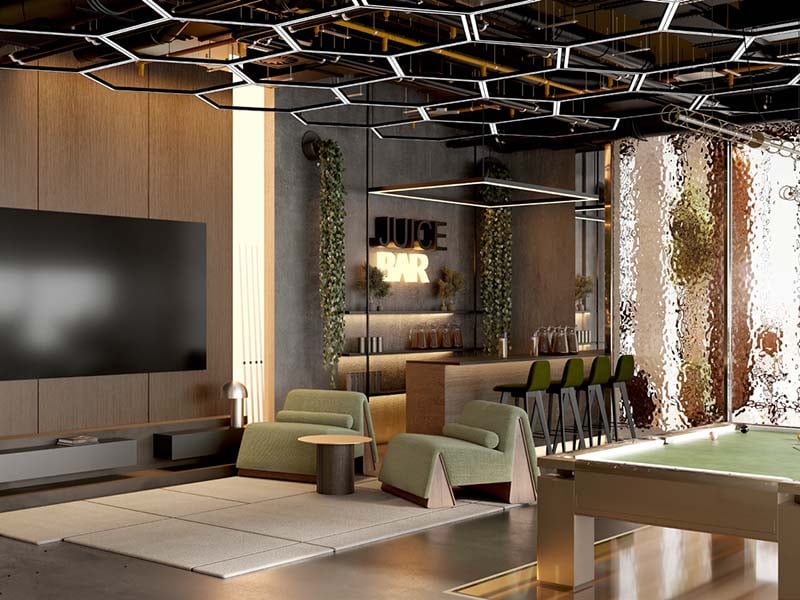 Hammock Park by Divine One brings Miami Beach flair to Wasl Gate, Dubai. This residential project blends stylish interiors with resort-like amenities in a vibrant urban setting. Inside, studios and one to two-bedroom apartments showcase thoughtful design. Living spaces flow seamlessly, bathed in natural light. Kitchens feature islands, soft-close drawers and German appliances. Bathrooms boast rain showers and Bagno Design fittings. Private balconies extend living areas outdoors, offering community views. Smart home features and track lighting allow residents to tailor their environment. Warm floors, eco-conscious materials and energy-efficient systems blend comfort with sustainability. Fully furnished options provide move-in ready homes. Beyond the apartments, Hammock Park offers a world of leisure. A sandy lagoon and swimming pools invite relaxation. Sports enthusiasts can enjoy tennis, basketball and padel courts. An outdoor beach cinema and BBQ areas foster community connections. For tranquility, a Zen yoga garden provides a peaceful retreat. The top floor houses the Elevate Hub, featuring a co-working space, gaming zone, gym, sauna and steam room. Solar-paneled pergolas showcase the project's green commitment.