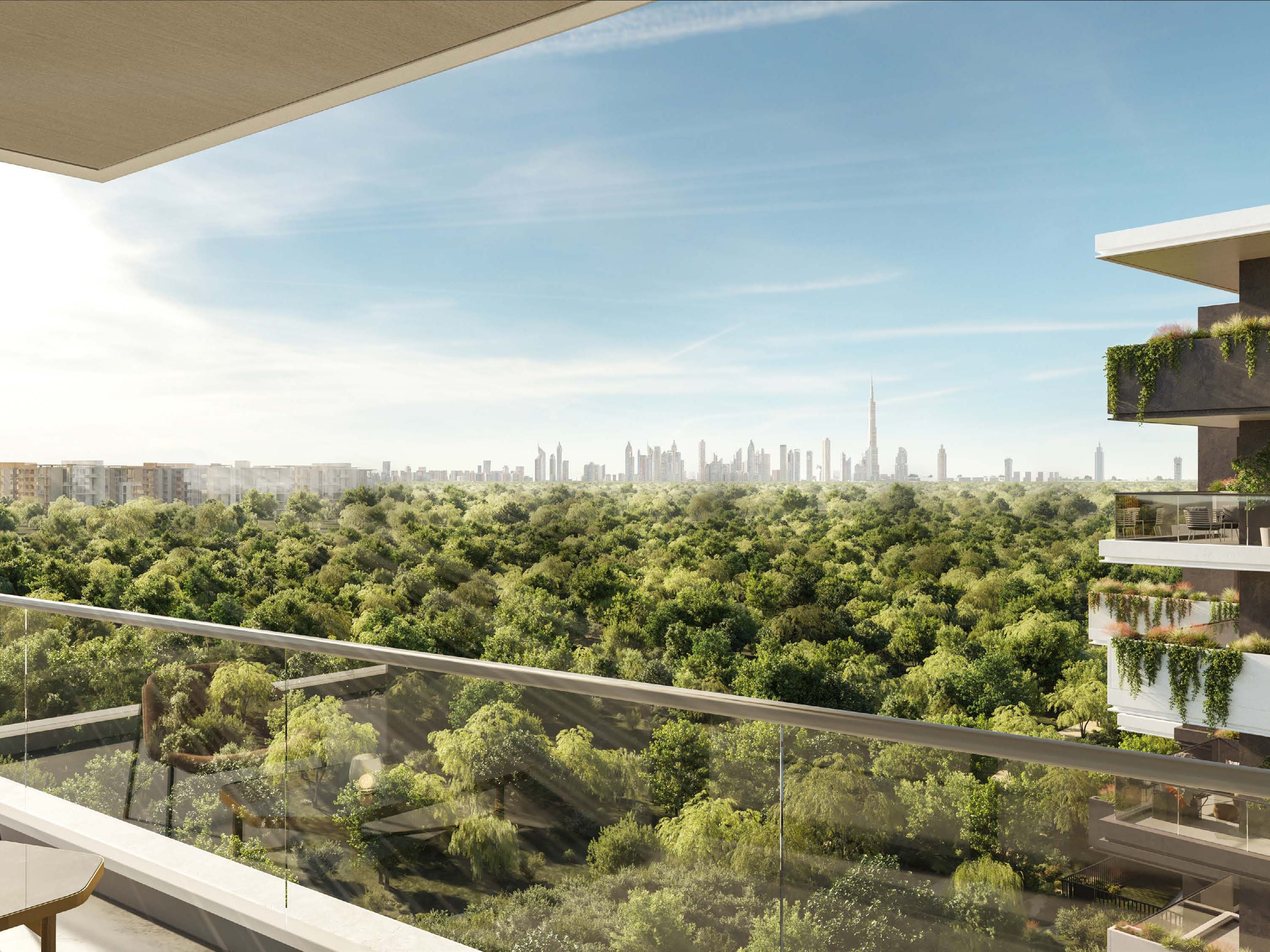 In Dubailand, Ghaf Woods by Majid Al Futtaim offers a blend of nature and urban life. This project includes 1 to 3-bedroom apartments with a focus on simple, clean design. The homes feature large windows that bring in natural light, and balconies that extend living spaces into the outdoors. Ghaf Woods at Dubailand integrates the calm of nature with the pulse of city life. Paths wind through green spaces, perfect for a walk or run. The nearby Global Village offers spots for dining and shopping, blending urban convenience with the peace of nature. Interiors at Ghaf Woods show a thoughtful use of space. The blend of sleek lines and natural materials creates a calm, balanced feel. Kitchens, bedrooms, and bathrooms come with quality fixtures, ensuring comfort and style. Residents enjoy a range of amenities. The fitness center and pool provide spaces to relax and stay active. There are areas for yoga and meditation, offering a retreat for the mind. Children have dedicated play areas, both indoors and outdoors.