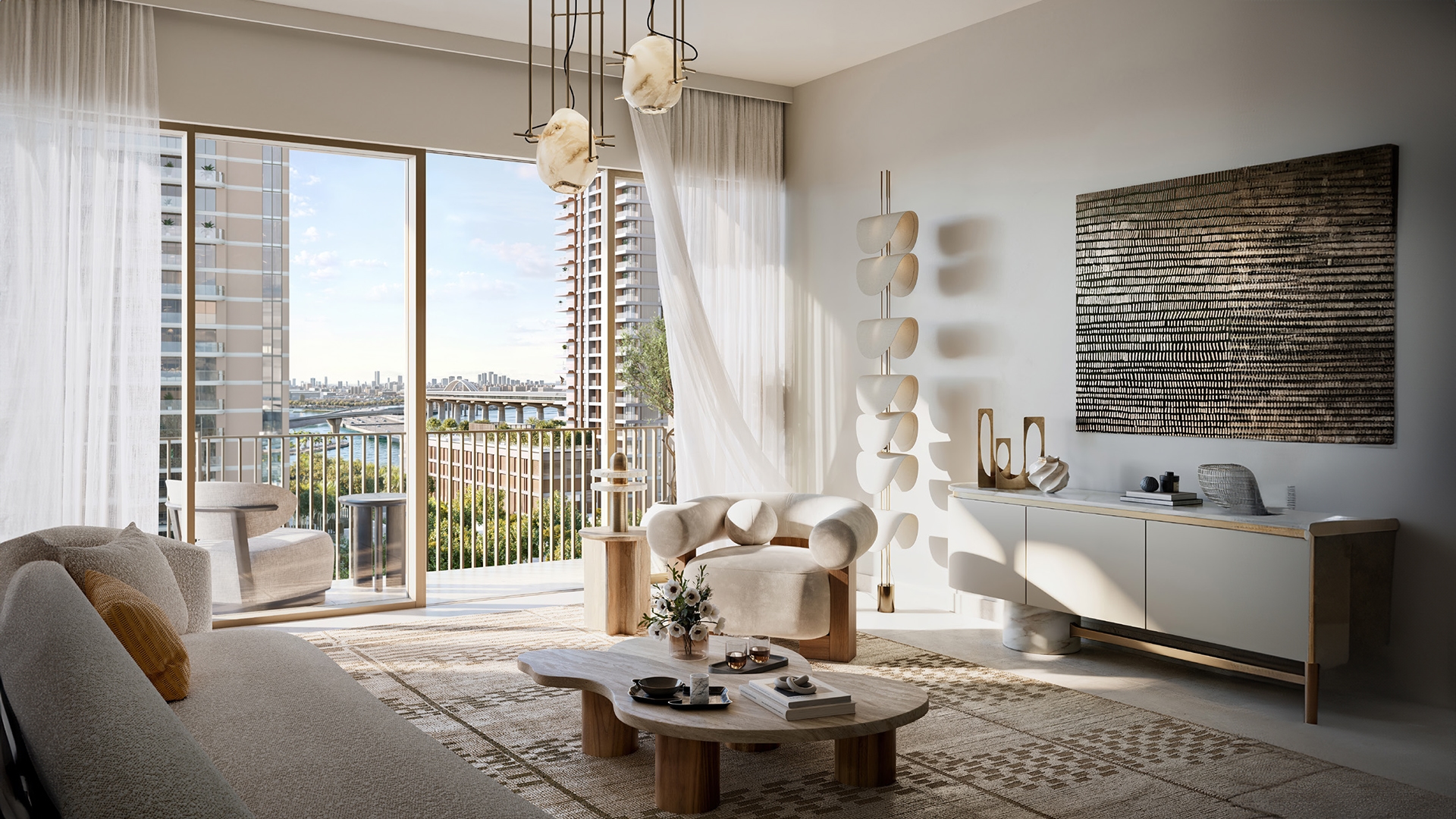 Altus by Emaar sits in Dubai Creek Harbour, a space where urban life meets serene views. The building's sleek architecture frames expansive windows, bringing natural light into every corner. Private balconies open to the outdoors, extending the living spaces and framing the surroundings. The 1 to 3-bedroom apartments at Altus are designed to blend comfort with style. Inside, the layout emphasizes simplicity and functionality. Natural materials complement the clean lines and open spaces, creating a calm and inviting atmosphere. Amenities at Altus cater to a range of needs. A yoga room, a multipurpose room and spaces for meditation provide options for both relaxation and activity. The fitness center and pool area offer opportunities for exercise and leisure, enhanced by scenic views. It is situated at the edge of Creek Beach, featuring a waterfront promenade, playgrounds, a cycling track and sports courts. The location offers easy access to both the city and nature. Residents can reach the metro station in minutes, linking them to various parts of Dubai. The creek promenade, with its range of dining and shopping options, is a short walk away. Nearby, a park provides a green escape, perfect for relaxation.