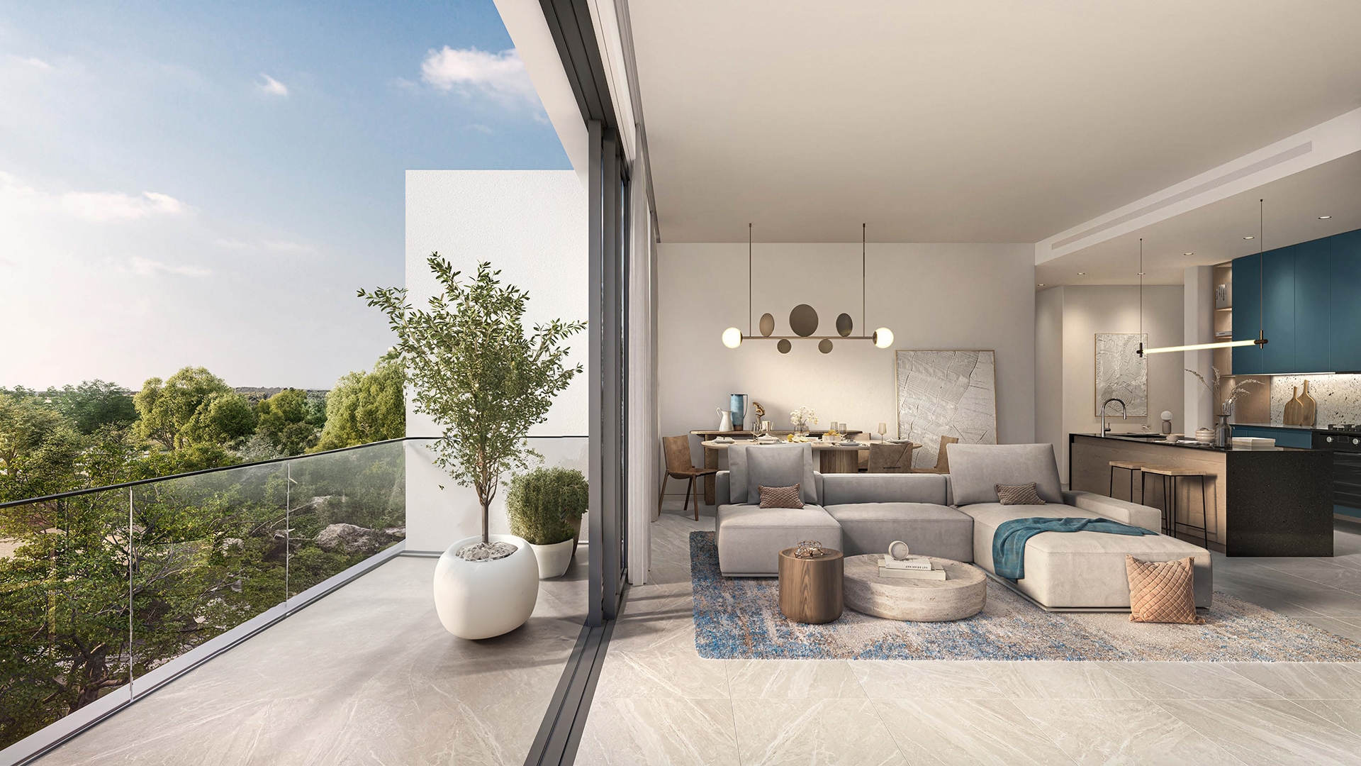 In Dubailand, Ghaf Woods by Majid Al Futtaim offers a blend of nature and urban life. This project includes 1 to 3-bedroom apartments with a focus on simple, clean design. The homes feature large windows that bring in natural light, and balconies that extend living spaces into the outdoors. Ghaf Woods at Dubailand integrates the calm of nature with the pulse of city life. Paths wind through green spaces, perfect for a walk or run. The nearby Global Village offers spots for dining and shopping, blending urban convenience with the peace of nature. Interiors at Ghaf Woods show a thoughtful use of space. The blend of sleek lines and natural materials creates a calm, balanced feel. Kitchens, bedrooms, and bathrooms come with quality fixtures, ensuring comfort and style. Residents enjoy a range of amenities. The fitness center and pool provide spaces to relax and stay active. There are areas for yoga and meditation, offering a retreat for the mind. Children have dedicated play areas, both indoors and outdoors.