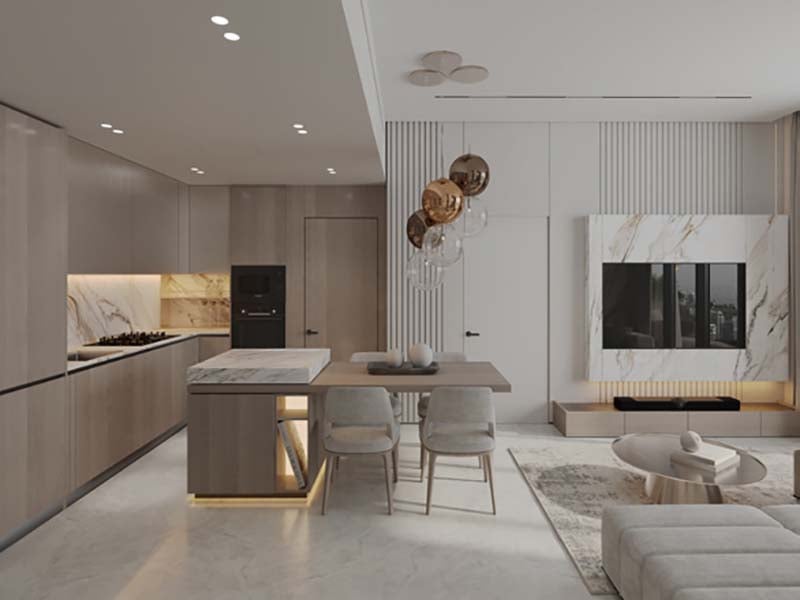 Hammock Park by Divine One brings Miami Beach flair to Wasl Gate, Dubai. This residential project blends stylish interiors with resort-like amenities in a vibrant urban setting. Inside, studios and one to two-bedroom apartments showcase thoughtful design. Living spaces flow seamlessly, bathed in natural light. Kitchens feature islands, soft-close drawers and German appliances. Bathrooms boast rain showers and Bagno Design fittings. Private balconies extend living areas outdoors, offering community views. Smart home features and track lighting allow residents to tailor their environment. Warm floors, eco-conscious materials and energy-efficient systems blend comfort with sustainability. Fully furnished options provide move-in ready homes. Beyond the apartments, Hammock Park offers a world of leisure. A sandy lagoon and swimming pools invite relaxation. Sports enthusiasts can enjoy tennis, basketball and padel courts. An outdoor beach cinema and BBQ areas foster community connections. For tranquility, a Zen yoga garden provides a peaceful retreat. The top floor houses the Elevate Hub, featuring a co-working space, gaming zone, gym, sauna and steam room. Solar-paneled pergolas showcase the project's green commitment.