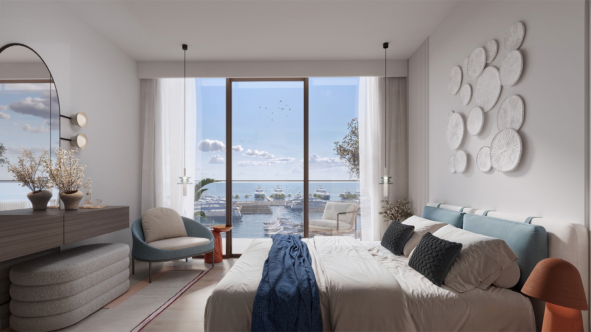 Marina Views unfolds at the heart of Rashid Yachts & Marina, a captivating hub where the vibrant energy of Dubai meets the tranquility of waterfront living. Here, expansive windows within each residence frame breathtaking panoramas of the marina, creating a seamless connection to the surrounding beauty. Open floor plans bathed in natural light set the stage for a modern lifestyle. Sleek kitchens, featuring premium appliances and ample counter space, invite culinary exploration. Masterfully crafted bathrooms offer a haven for relaxation, boasting high-quality fixtures and elegant finishes. Each residence features generous closet space, ensuring a clutter-free environment. Step onto your private balcony and witness the captivating sunrise paint the marina with vibrant hues. Gaze upon the city's dazzling lights come nightfall or simply bask in the endless panorama that unfolds before you. Beyond your private sanctuary, Marina Views boasts a curated selection of amenities designed to enhance well-being. State-of-the-art fitness facilities cater to various exercise preferences, offering the perfect space to maintain an active lifestyle. Infinity pools with breathtaking views create an idyllic spot for relaxation while dedicated children's play areas offer a haven for young residents.