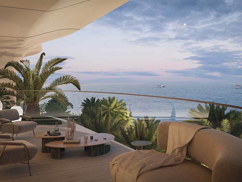 At the heart of Ocean House by Ellington Properties lies a commitment to exquisite oceanside living. Within this haven, a diverse range of 2 to 6-bedroom apartments, duplexes and penthouses awaits. As you step into the lobby, you'll be greeted by a minimalist hotel-like ambiance, defined by a double-height ceiling and elegant neutral decor. Lush greenery enhances the welcoming atmosphere, creating a serene sanctuary for residents and guests alike. Inside, these thoughtfully crafted abodes open to a world of contemporary elegance. With spacious designs and sophisticated neutral palettes, the interiors of Ocean House exude tranquility and sophistication. Floor-to-ceiling windows flood the space with natural light, offering residents breathtaking views of the surroundings. As you explore further, you'll find yourself drawn to the lush private pools and gardens, offering a tranquil retreat amidst the bustling city. Designed with utmost privacy and serenity in mind, these outdoor spaces provide residents with a sanctuary to relax and unwind. Venturing beyond the confines of your home, you'll encounter a wealth of private club-inspired amenities, including a 50-meter Olympic swimming pool, a wellness studio, clubhouse and cinema room.  Starting at AED 9.5M, Ocean House by Ellington Properties offers 2 to 6-bedroom apartments, duplexes and penthouses. The handover is expected in Q2 2026 with a 70/30 payment plan.