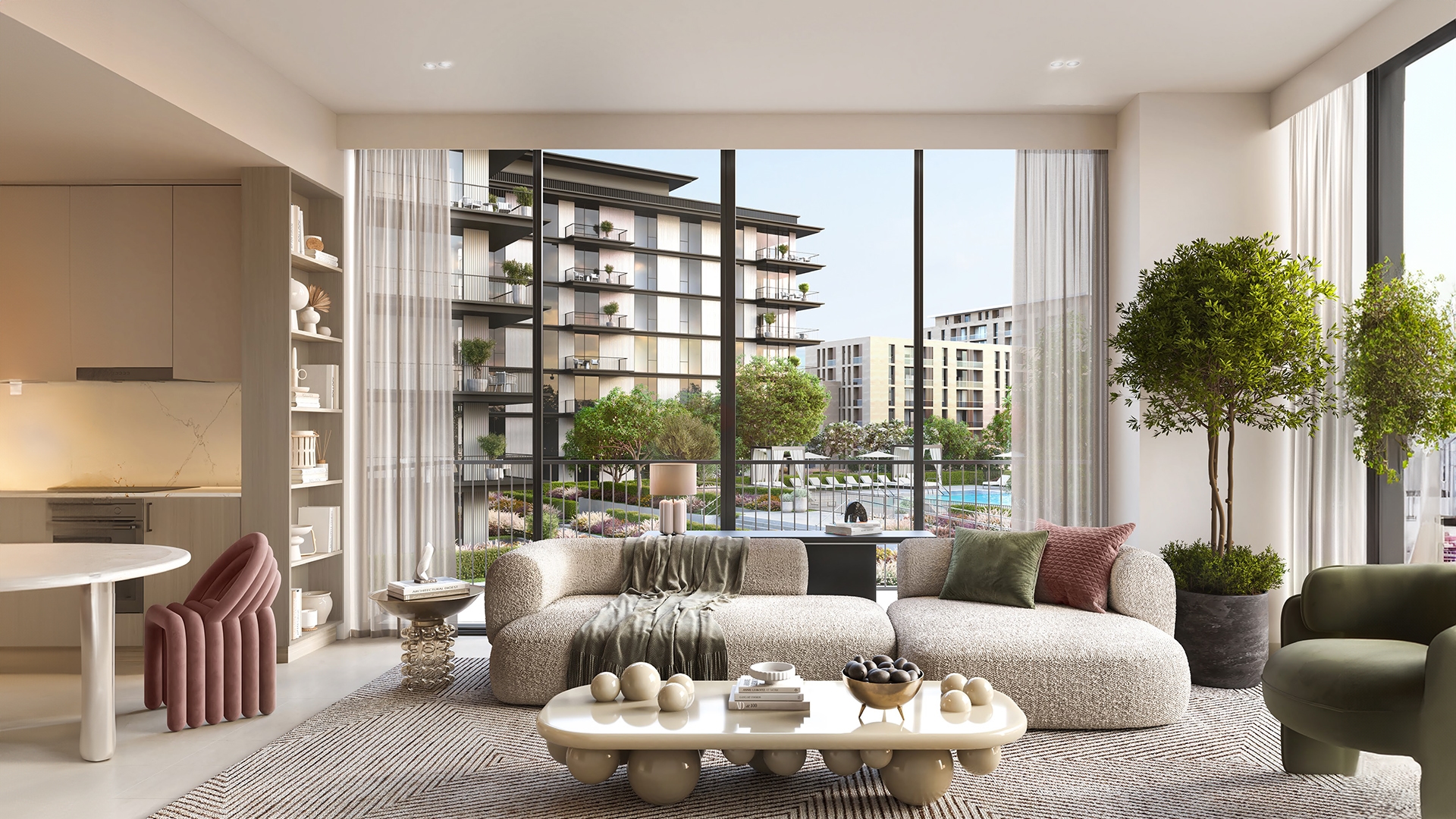 Ocean Cove unfolds at the heart of Rashid Yachts & Marina, a vibrant hub where the calm of waterfront living meets the electric buzz of Dubai. Here, spacious balconies frame stunning cityscapes while landscaped gardens create a tranquil atmosphere. Life at Ocean Cove revolves around beautifully designed homes. Open layouts and expansive windows bathe interiors in natural light, fostering a sense of spaciousness. Modern kitchens, featuring sleek countertops and top-of-the-line appliances, are well-equipped for any culinary endeavor. Masterfully crafted bathrooms offer a haven for relaxation with high-quality fixtures and elegant finishes. Bedrooms boast ample closet space for easy organization, ensuring a clutter-free environment. Ocean Cove seamlessly blends nature and city life. Lush terraces extend your living space outdoors, creating the perfect setting for relaxation or entertaining. Dubai's iconic landmarks are within easy reach, allowing you to embrace the city's rich history and vibrant energy while enjoying the tranquility of your waterfront haven. Residents can indulge in a curated selection of amenities designed for well-being and leisure. Unwind by the sleek pool, reminiscent of a secluded resort oasis. State-of-the-art fitness facilities provide the perfect environment for an active lifestyle. Lush gardens create a verdant escape, offering a welcome respite from the urban buzz.